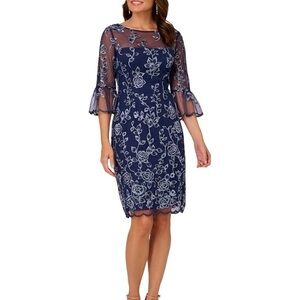 Adrianna Papell Navy and White Floral Dress